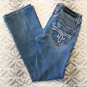 Rock Revival Distressed PaintSplatter Bootcut Jean